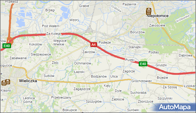 mapa Zakrzowiec, Zakrzowiec na mapie Targeo