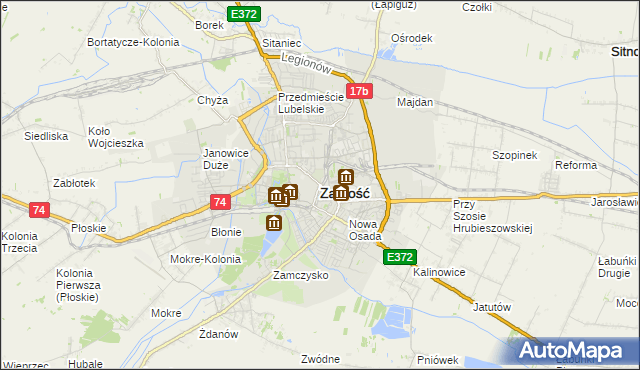 mapa Zamościa, Zamość na mapie Targeo