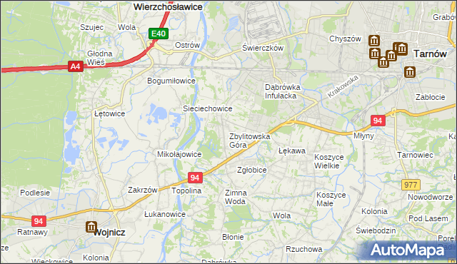 mapa Zbylitowska Góra, Zbylitowska Góra na mapie Targeo