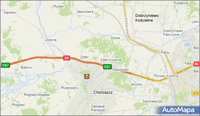 mapa Żółtki-Kolonia, Żółtki-Kolonia na mapie Targeo