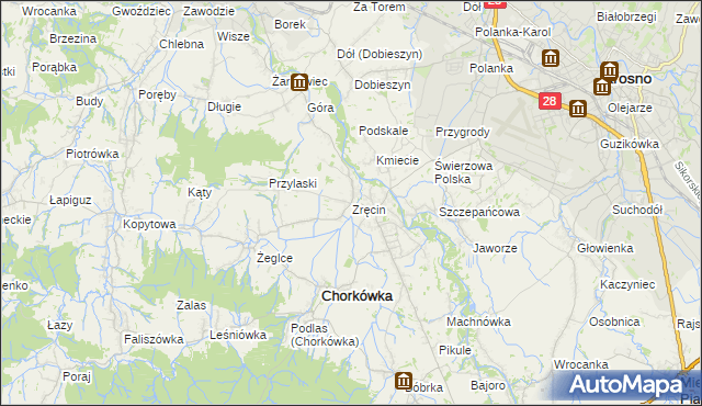 mapa Zręcin, Zręcin na mapie Targeo