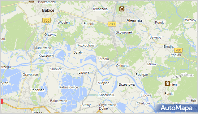 mapa Źródła gmina Alwernia, Źródła gmina Alwernia na mapie Targeo