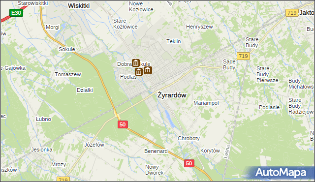 mapa Żyrardów, Żyrardów na mapie Targeo