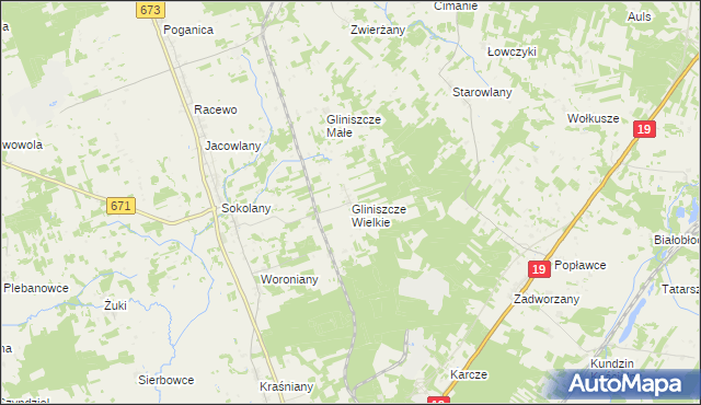 mapa Gliniszcze Wielkie, Gliniszcze Wielkie na mapie Targeo