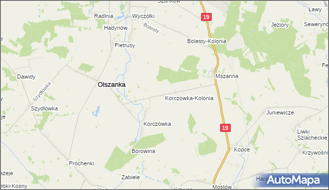 mapa Korczówka-Kolonia, Korczówka-Kolonia na mapie Targeo