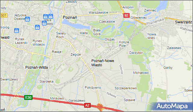 mapa Nowe Miasto gmina Poznań, Nowe Miasto gmina Poznań na mapie Targeo