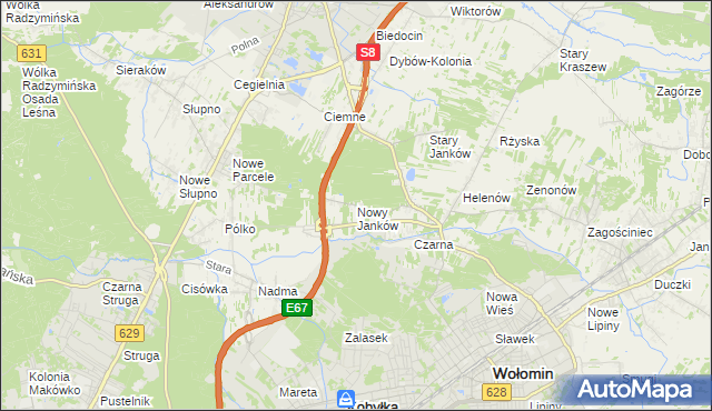 mapa Nowy Janków, Nowy Janków na mapie Targeo