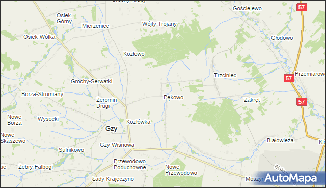 mapa Pękowo, Pękowo na mapie Targeo