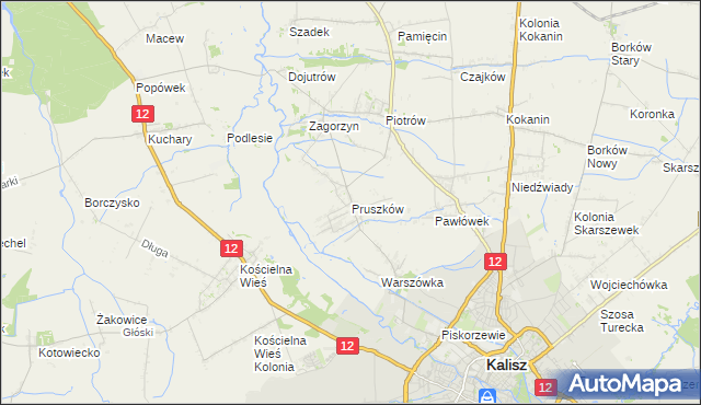 mapa Pruszków gmina Blizanów, Pruszków gmina Blizanów na mapie Targeo