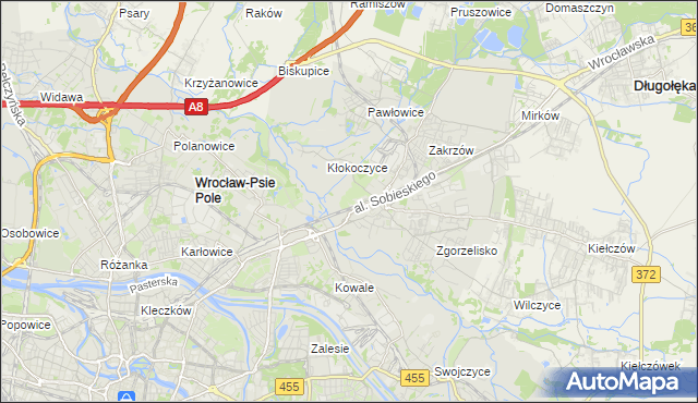 mapa Psie Pole gmina Wrocław, Psie Pole gmina Wrocław na mapie Targeo