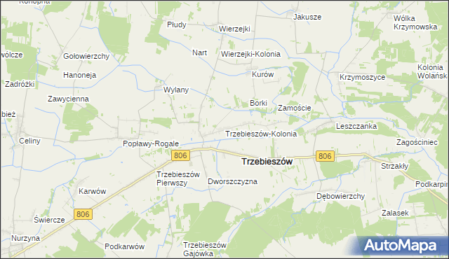 mapa Trzebieszów-Kolonia, Trzebieszów-Kolonia na mapie Targeo