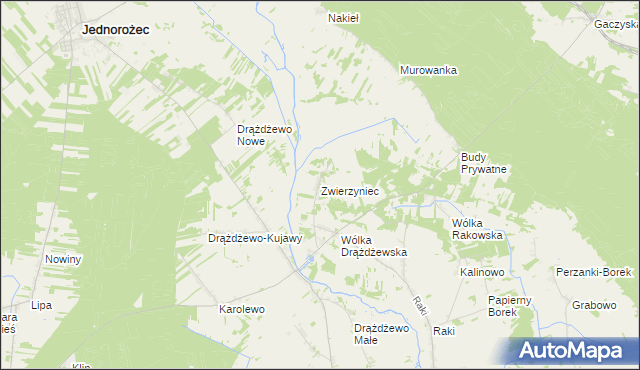 mapa Zwierzyniec gmina Krasnosielc, Zwierzyniec gmina Krasnosielc na mapie Targeo