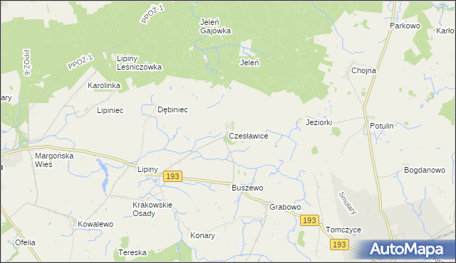 mapa Czesławice gmina Gołańcz, Czesławice gmina Gołańcz na mapie Targeo