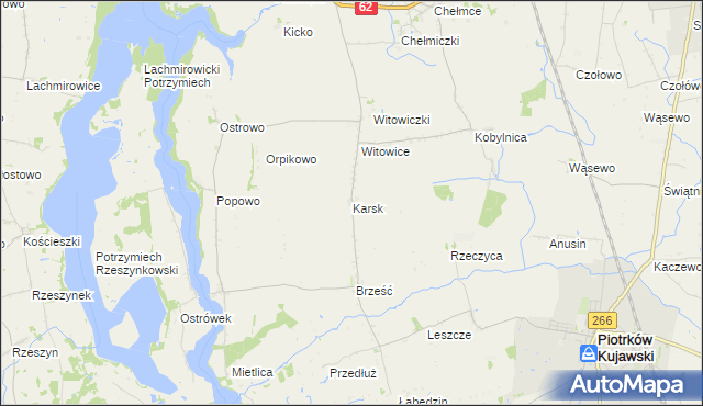 mapa Karsk gmina Kruszwica, Karsk gmina Kruszwica na mapie Targeo