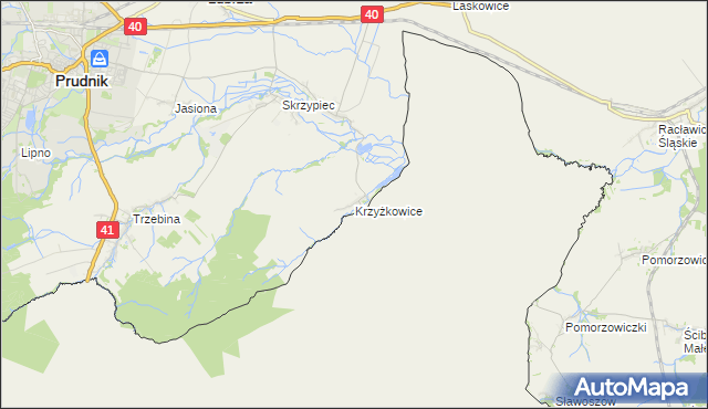 mapa Krzyżkowice, Krzyżkowice na mapie Targeo