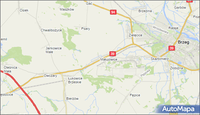 mapa Małujowice, Małujowice na mapie Targeo