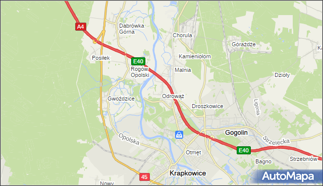 mapa Odrowąż gmina Gogolin, Odrowąż gmina Gogolin na mapie Targeo