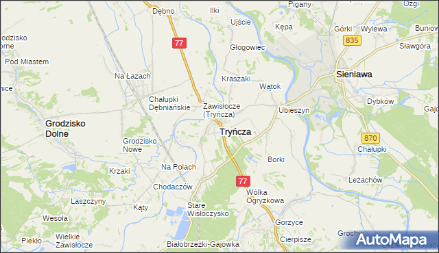 mapa Tryńcza, Tryńcza na mapie Targeo