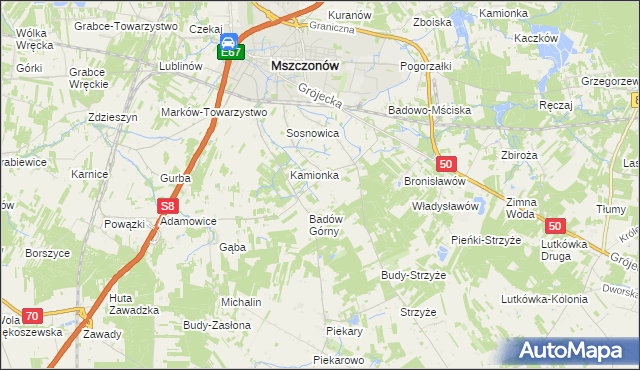 mapa Adamówek gmina Mszczonów, Adamówek gmina Mszczonów na mapie Targeo