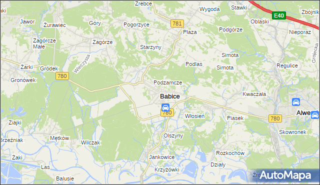 mapa Babice powiat chrzanowski, Babice powiat chrzanowski na mapie Targeo