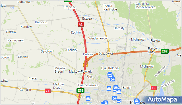 mapa Bąkowiec gmina Grabica, Bąkowiec gmina Grabica na mapie Targeo