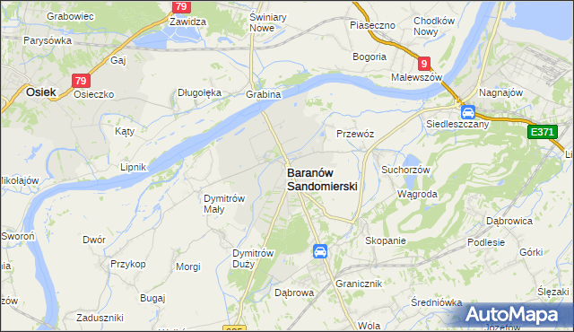 mapa Baranów Sandomierski, Baranów Sandomierski na mapie Targeo