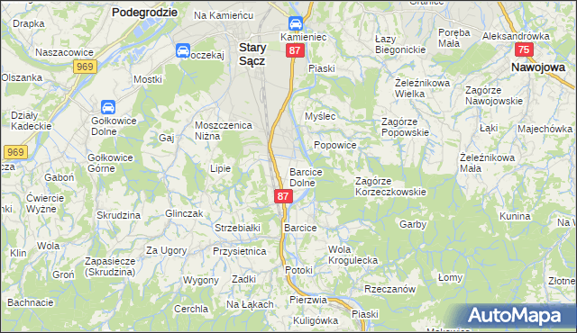 mapa Barcice Dolne, Barcice Dolne na mapie Targeo