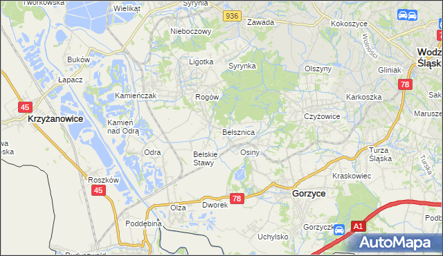 mapa Bełsznica, Bełsznica na mapie Targeo