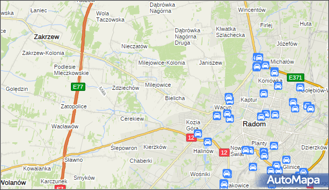 mapa Bielicha, Bielicha na mapie Targeo