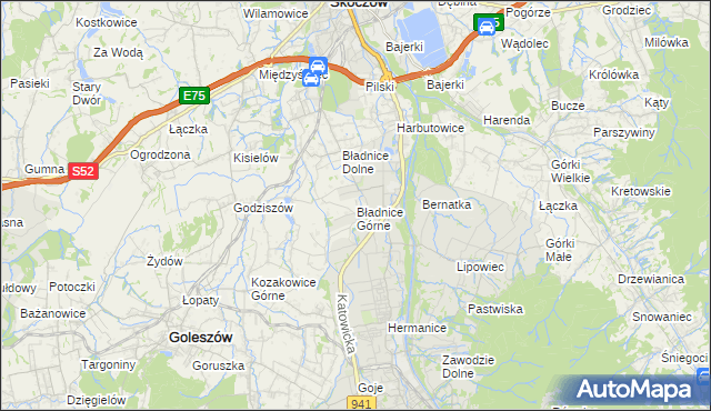 mapa Bładnice Górne, Bładnice Górne na mapie Targeo