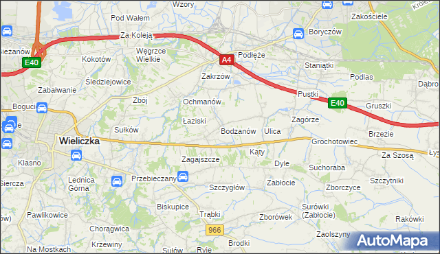 mapa Bodzanów gmina Biskupice, Bodzanów gmina Biskupice na mapie Targeo