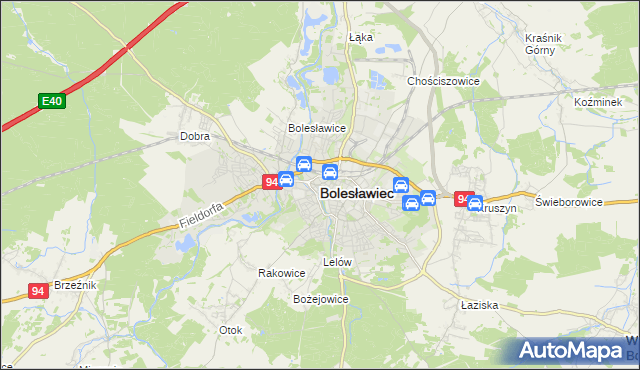 mapa Bolesławca, Bolesławiec na mapie Targeo