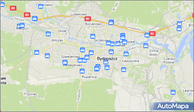 mapa Bydgoszczy, Bydgoszcz na mapie Targeo