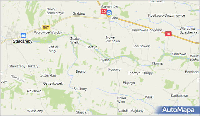 mapa Bylino, Bylino na mapie Targeo