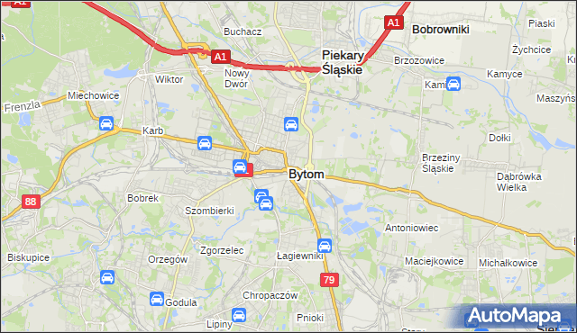 mapa Bytomia, Bytom na mapie Targeo