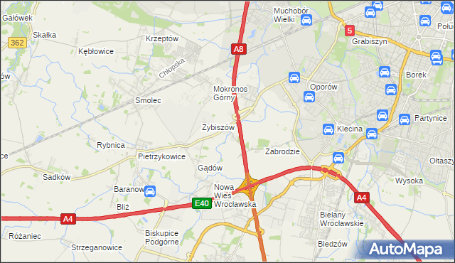 mapa Cesarzowice gmina Kąty Wrocławskie, Cesarzowice gmina Kąty Wrocławskie na mapie Targeo