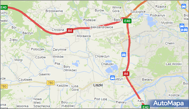 mapa Cholerzyn, Cholerzyn na mapie Targeo