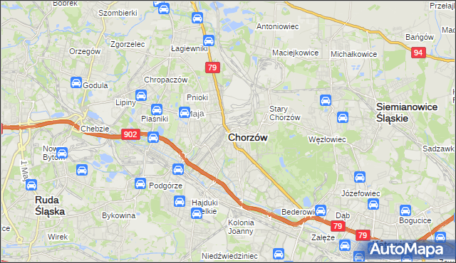 mapa Chorzów, Chorzów na mapie Targeo