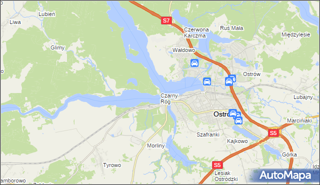 mapa Czarny Róg gmina Ostróda, Czarny Róg gmina Ostróda na mapie Targeo