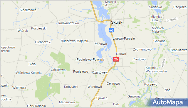 mapa Czartowo gmina Skulsk, Czartowo gmina Skulsk na mapie Targeo