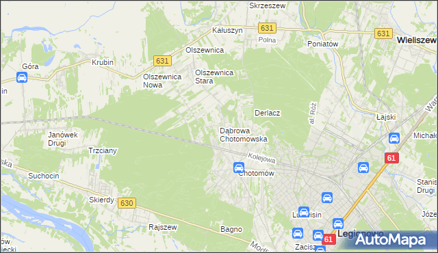 mapa Dąbrowa Chotomowska, Dąbrowa Chotomowska na mapie Targeo