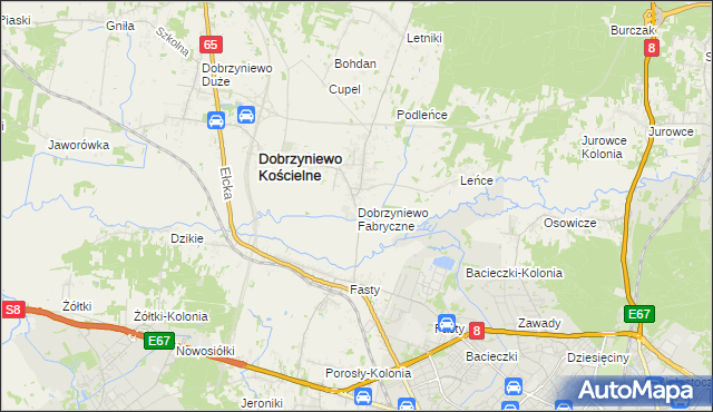 mapa Dobrzyniewo Fabryczne, Dobrzyniewo Fabryczne na mapie Targeo