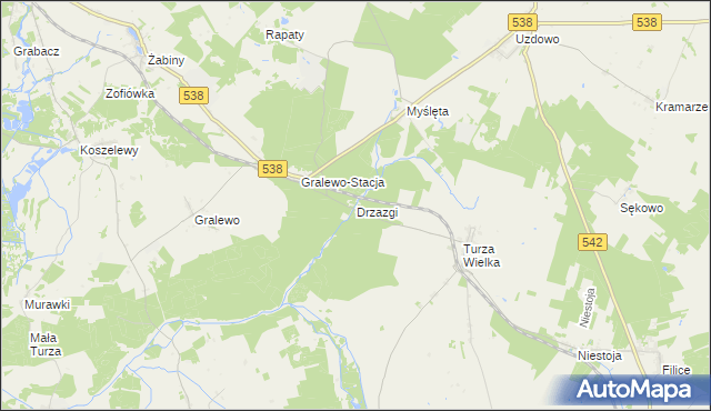 mapa Drzazgi gmina Działdowo, Drzazgi gmina Działdowo na mapie Targeo