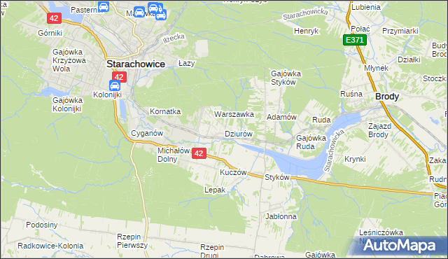 mapa Dziurów gmina Brody, Dziurów gmina Brody na mapie Targeo