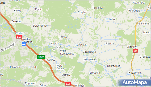 mapa Glinianka gmina Wiązowna, Glinianka gmina Wiązowna na mapie Targeo