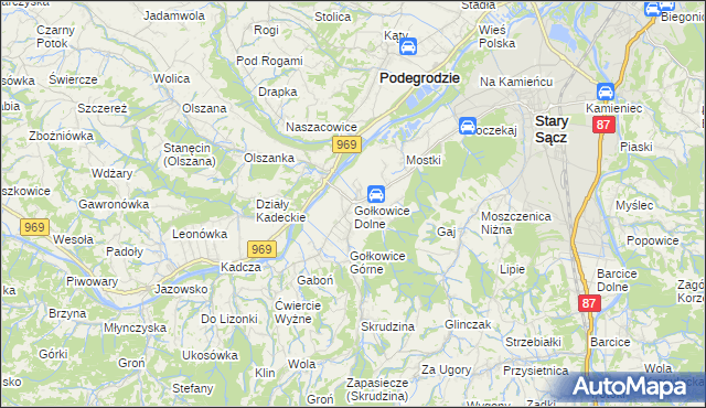 mapa Gołkowice Dolne, Gołkowice Dolne na mapie Targeo