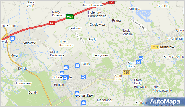 mapa Henryszew, Henryszew na mapie Targeo