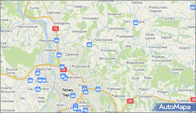 mapa Januszowa, Januszowa na mapie Targeo