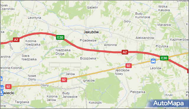 mapa Józefin gmina Jakubów, Józefin gmina Jakubów na mapie Targeo