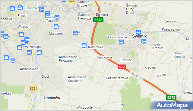 mapa Kalinówka gmina Głusk, Kalinówka gmina Głusk na mapie Targeo